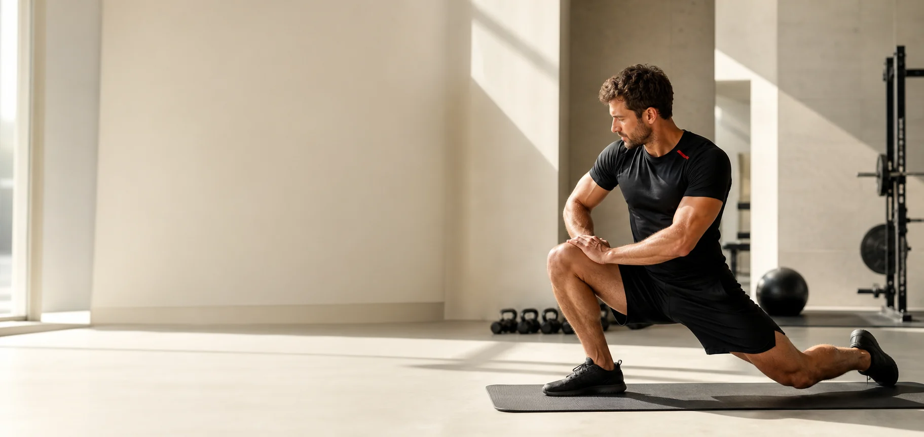 Atleta trabajando movilidad y recuperación
